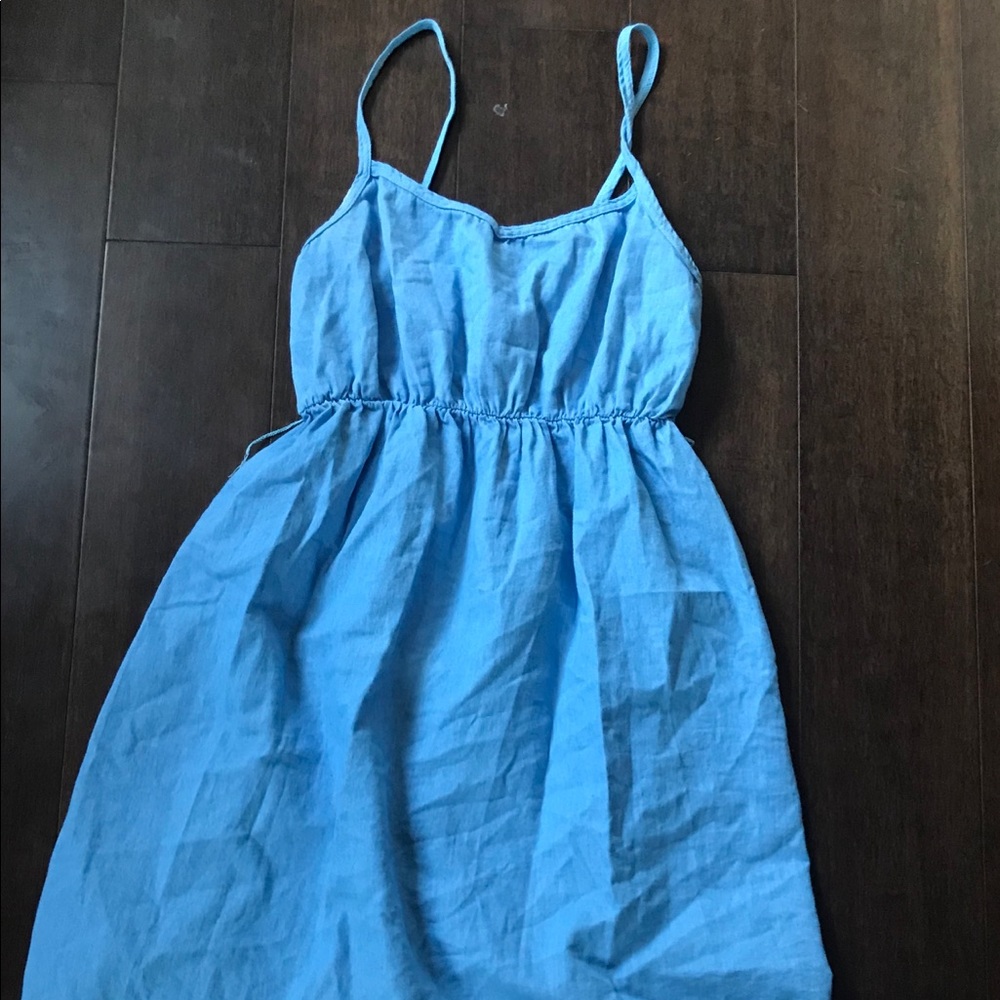 Blue chambray maternity dress